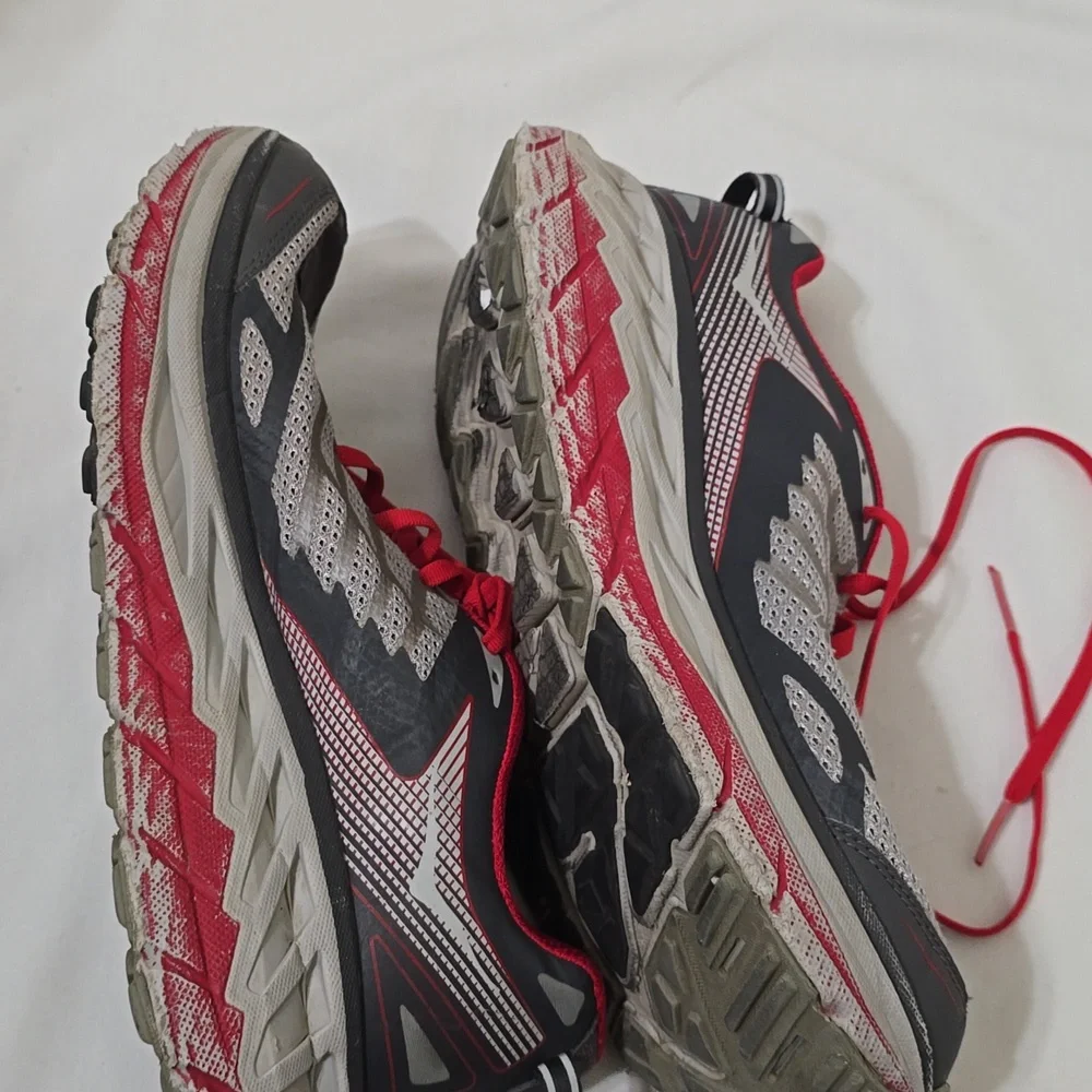 Hoka Red and Gray‎ Running Shoes 10